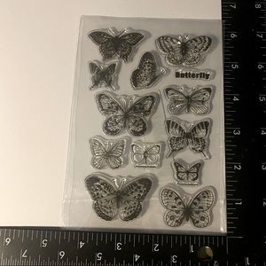 Cling Stamps Set Butterflies Silicone Rubber Clear Stamps Butterfly